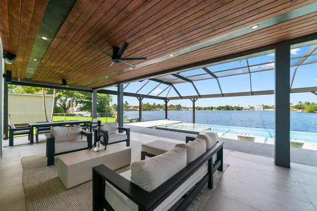 a view of hotel and patio