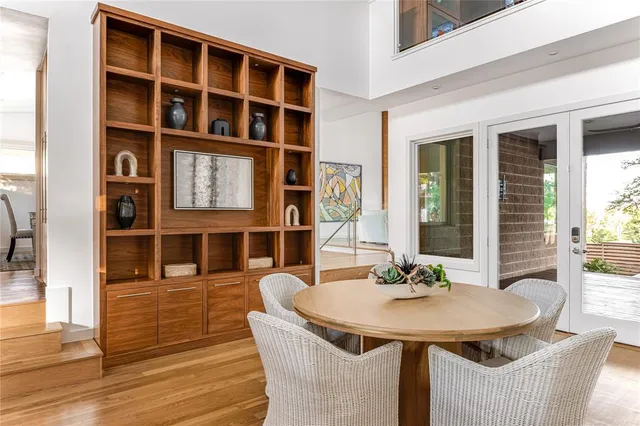 a view of a house with a table and chair