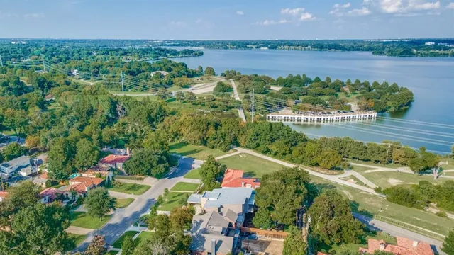 a view of a city and lake