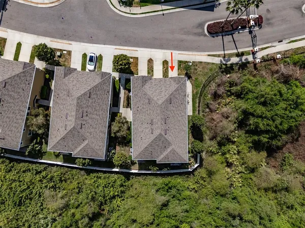 a aerial view of a backyard