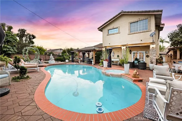 an outdoor view with patio