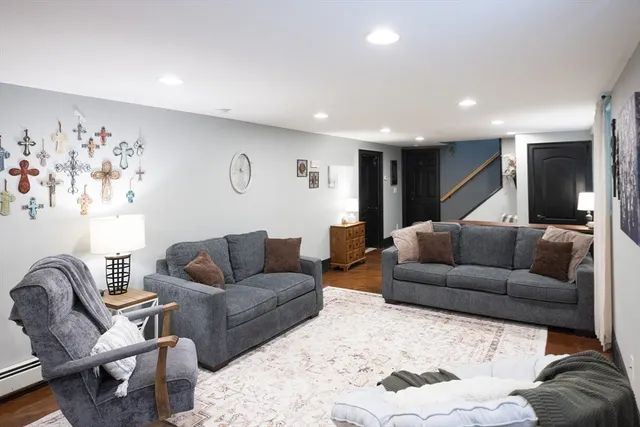 a living room with furniture and a couch