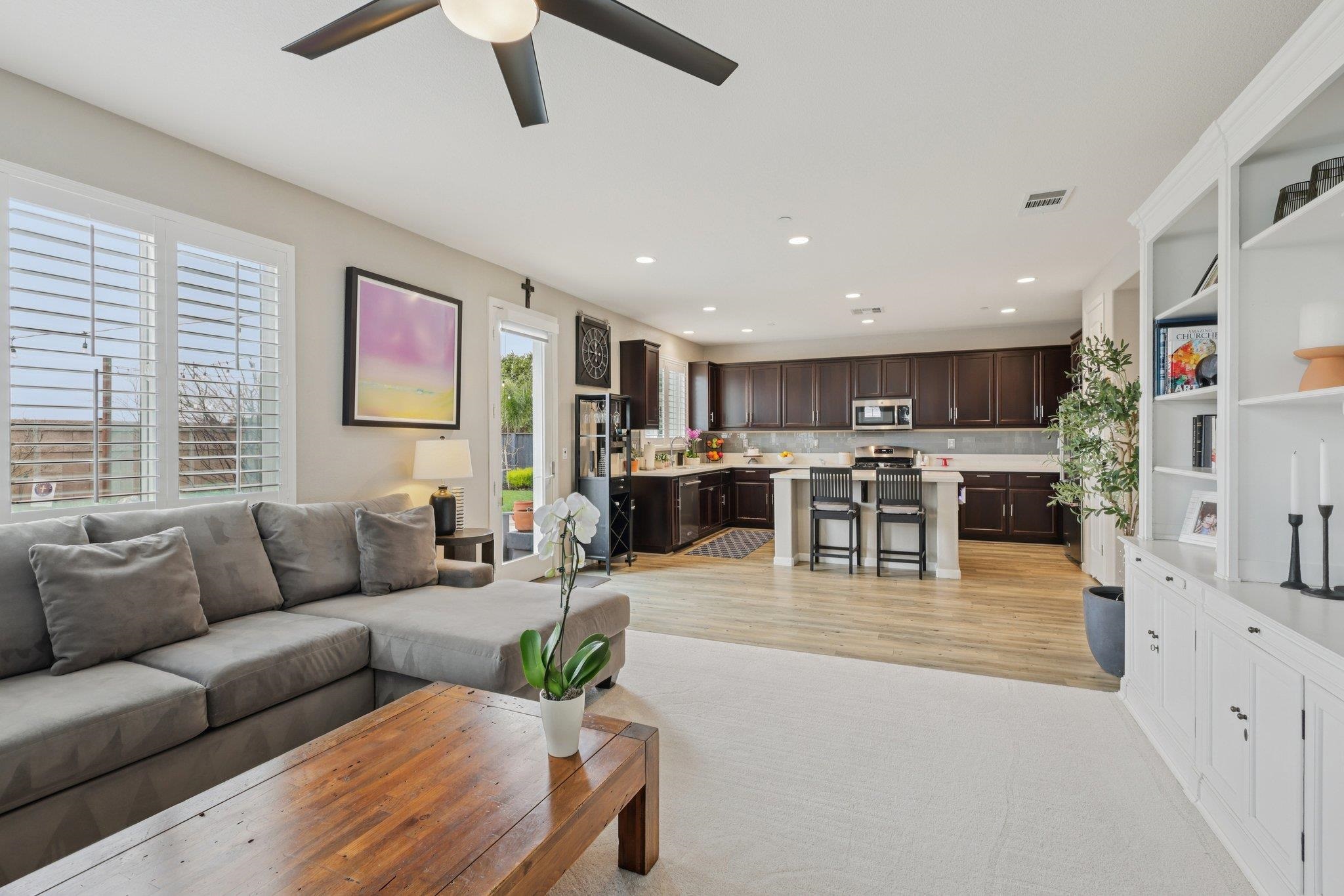 165 Little Ranch Circle Oakley, CA 94561 - Photo 10 of 60 Living room featuring recessed lighting, ceiling fan, and light wood-type flooring
