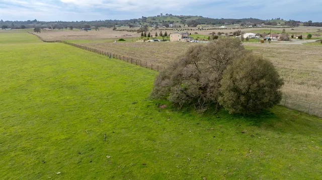 a view of a yard and ocean view