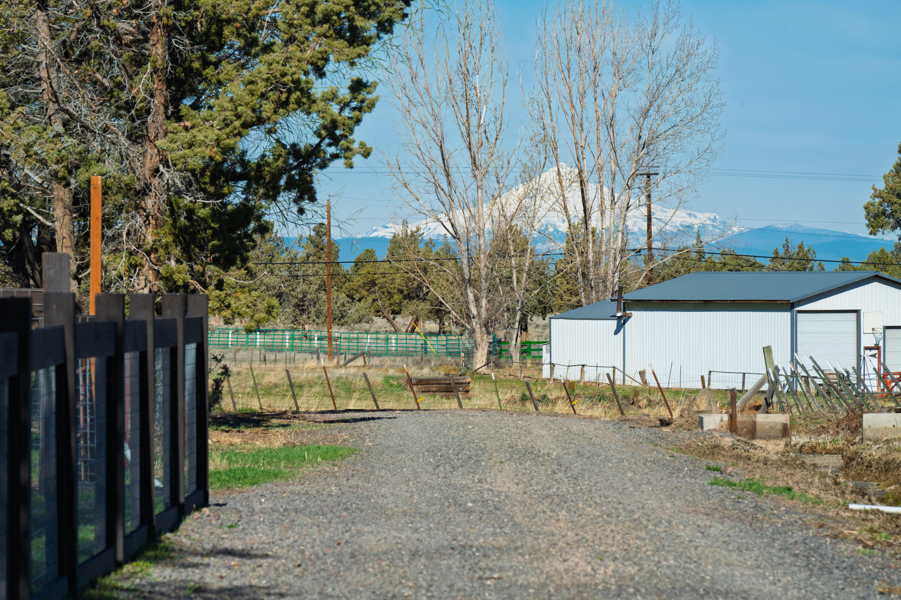 4074 Southwest Reif Road Powell Butte, OR 97753 - Photo 43 of 59 a view of a street with houses and trees in the background