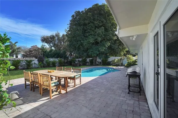 an outdoor space with patio