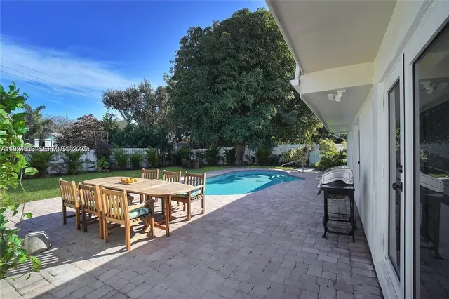 an outdoor space with patio