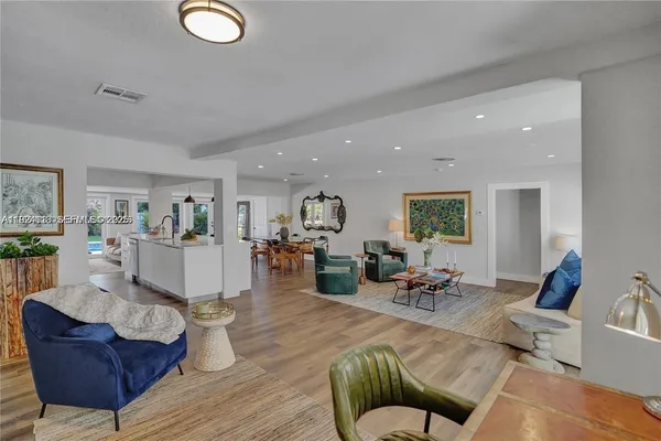 a living room with furniture