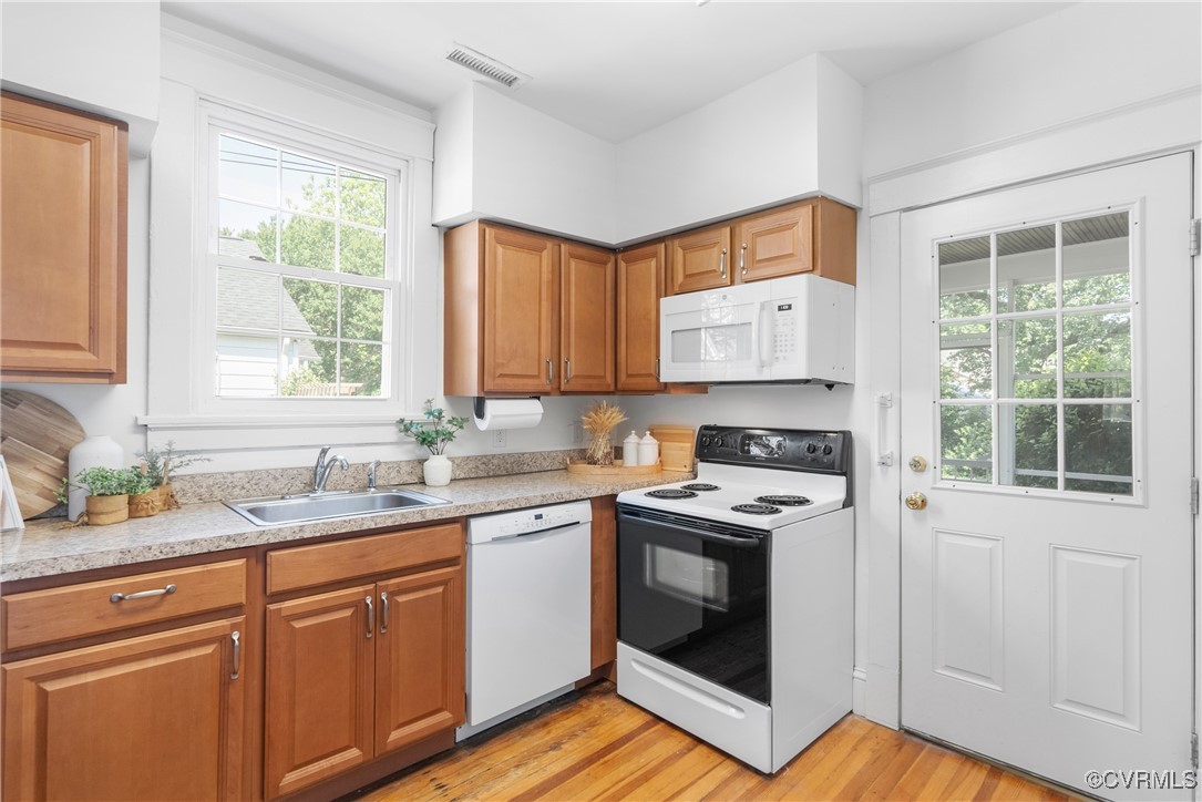1712 Seddon Road Richmond, VA 23227 - Photo 12 of 29 Kitchen featuring white appliances, a sink, light