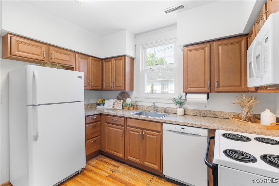1712 Seddon Road Richmond, VA 23227 - Photo 9 of 29 Kitchen featuring white appliances, a sink, light