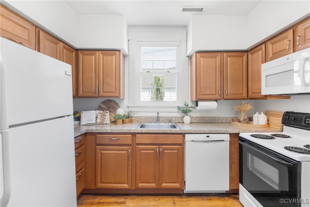 1712 Seddon Road Richmond, VA 23227 - Photo 10 of 29 Kitchen featuring white appliances, a sink, light