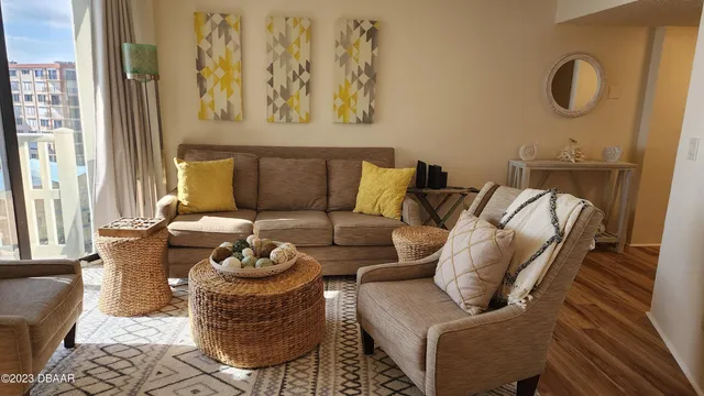 a living room with furniture