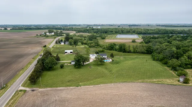 an aerial view of a house