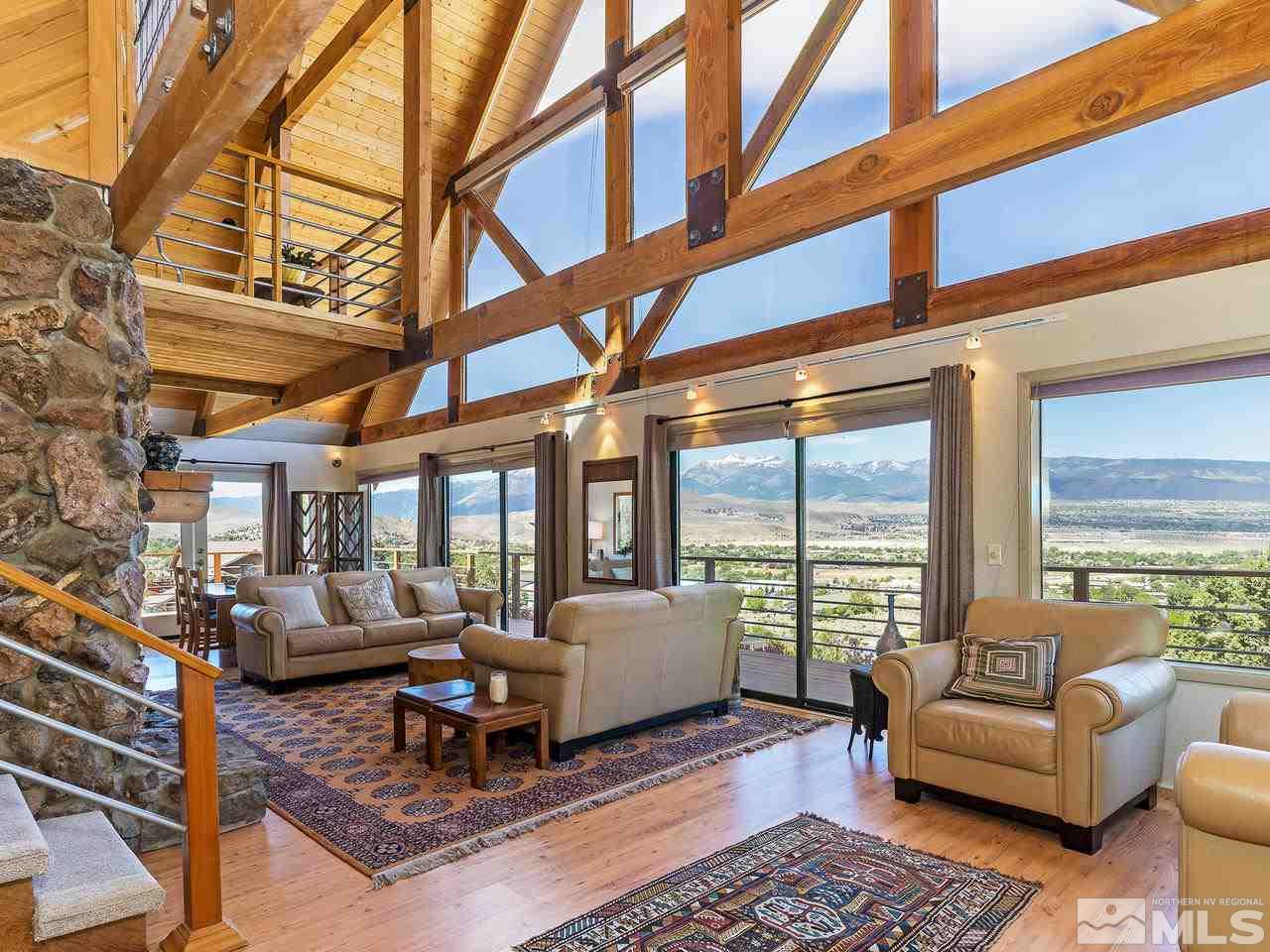 14748 Pine Knolls Lane Reno, NV 89521 - Photo 3 of 33 a living room with furniture and floor to ceiling windows