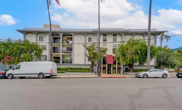 a car parked in front of a building