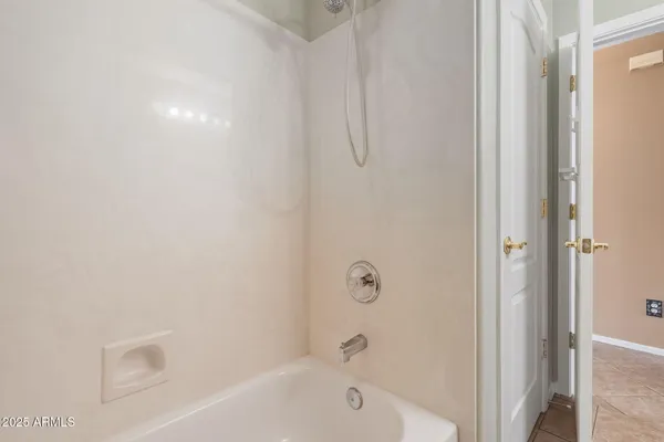 a bathroom with a bathtub