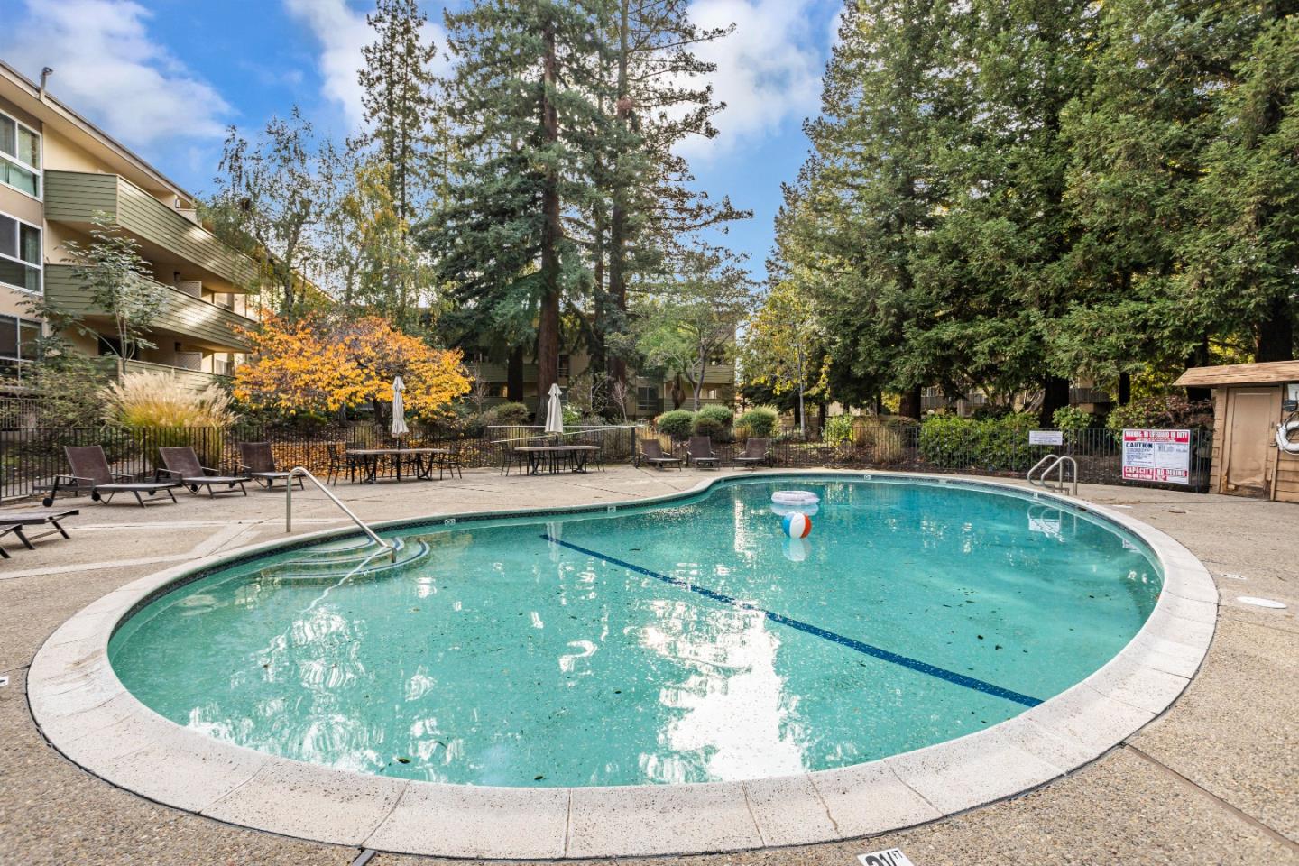 1033 Crestview Drive, Unit 309 Mountain View, CA 94040 - Photo 48 of 50 a view of a swimming pool with outdoor seating