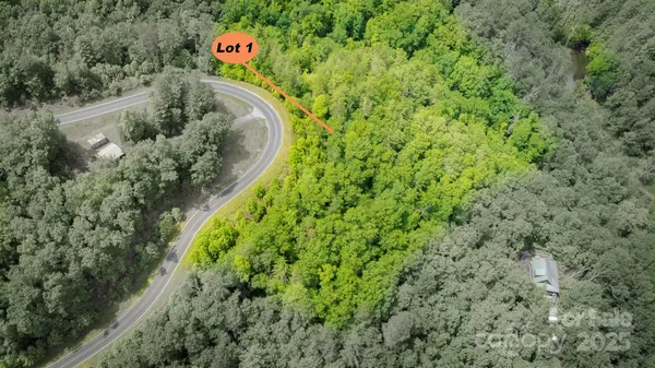 a bird view of a house with a forest