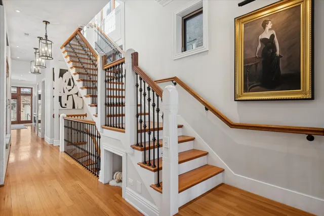 a view of entryway with wooden floor