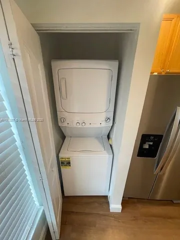 a utility room with a washer and dryer