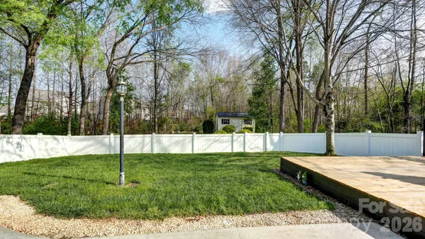 a view of a park with large trees