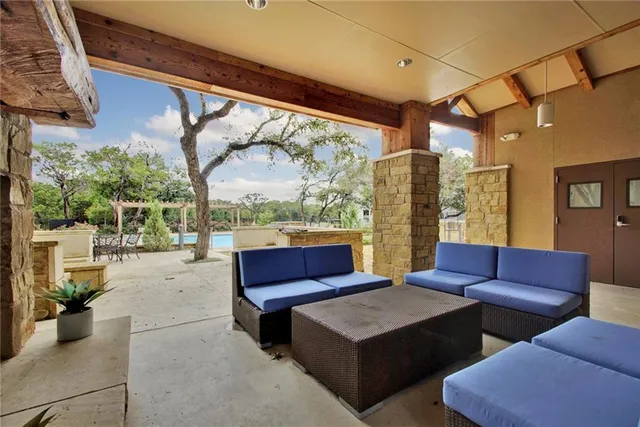 a yard with tall trees