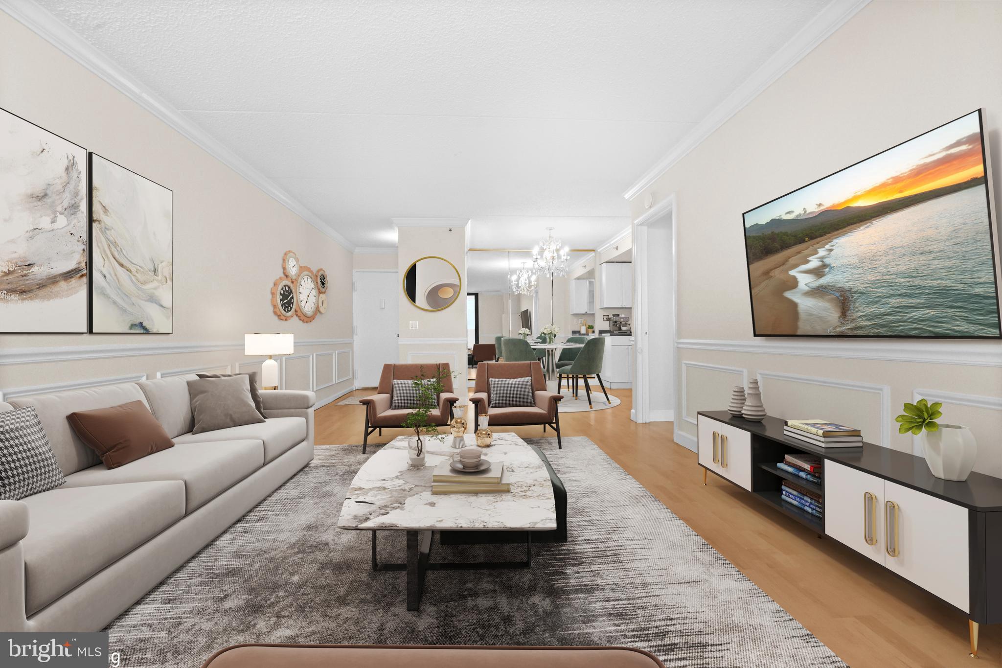 5911 Edsall Road, Unit 1209 Alexandria, VA 22304 - Photo 4 of 30 a living room with furniture and a flat screen tv