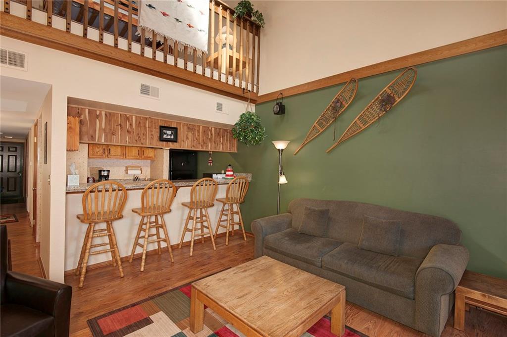 520 Bills Ranch Road, Unit 303 Frisco, CO 80443 - Photo 6 of 25 a view of a patio with couches and potted plants with wooden floor