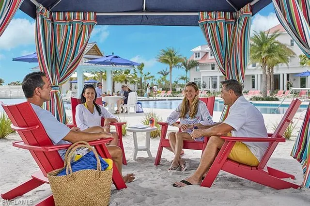 a view of gym equipment with outdoor seating