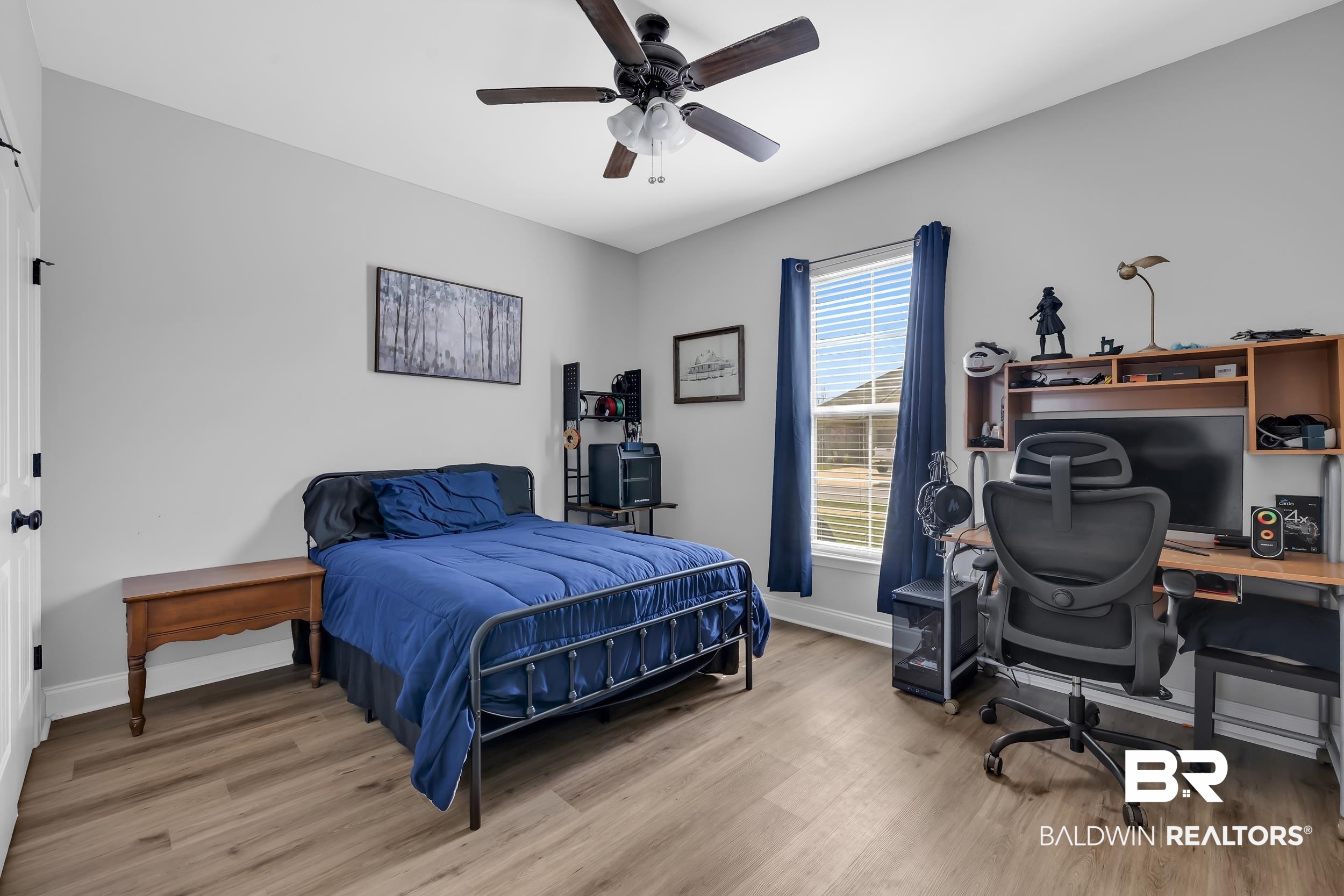 1176 Stella Road Foley, AL 36535 - Photo 27 of 40 Bedroom with a desk, light wood finished floors, and a ceiling fan