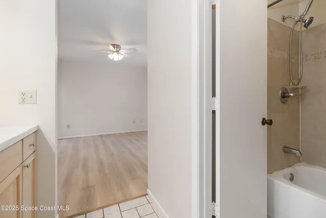 a bathroom with a bathtub