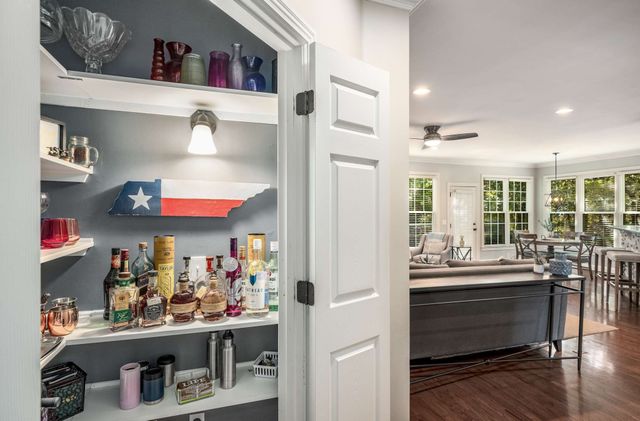 a view of a room with shelves