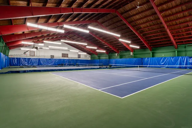 a view of a indoor basketball court