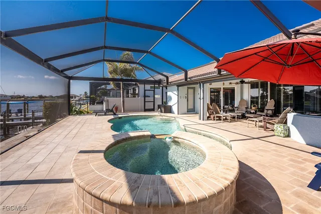 an outdoor space with seating