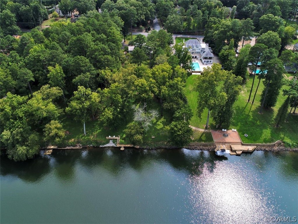 10690 Cherokee Road Midlothian, VA 23113 - Photo 49 of 49 Aerial view of the water and dock.