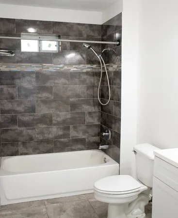 a bathroom with a toilet and a bathtub