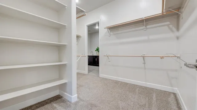 a view of an empty walk in closet