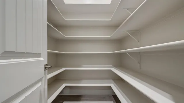 a view of an empty walk in closet