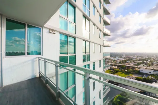 a view of balcony with city view