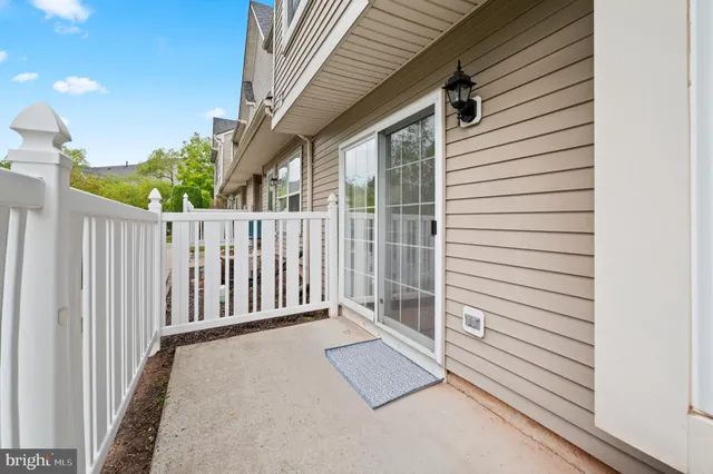 a view of a porch with a door