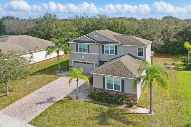 an aerial view of a house