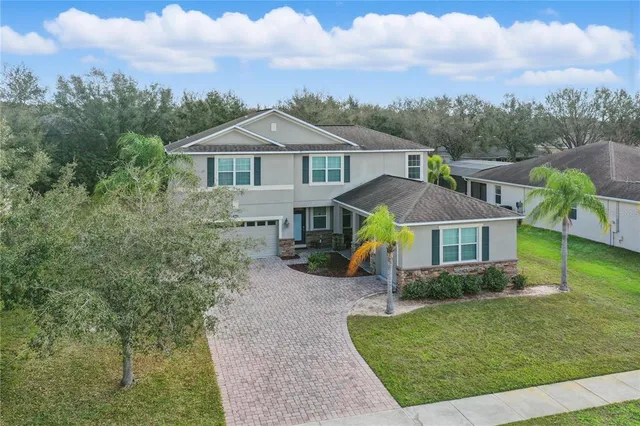 an aerial view of a house