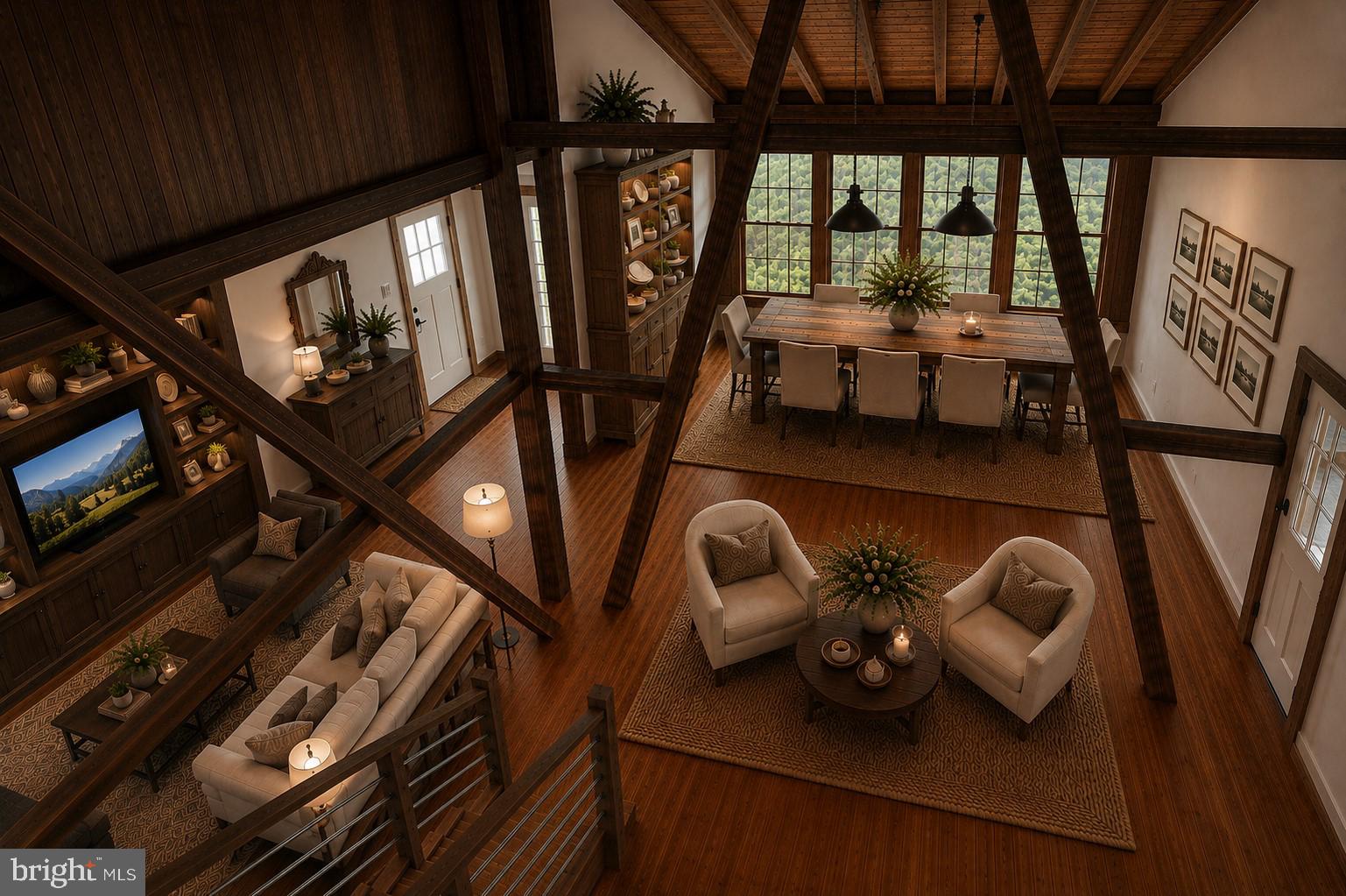 4989 Valley Park Road, Unit BARN Doylestown, PA 18902 - Photo 5 of 13 Great Rm/Den view from 2nd floor virtually staged