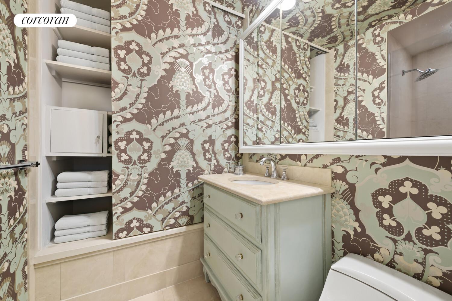 120 Riverside Boulevard, Unit PH1J Manhattan, NY 10069 - Photo 7 of 12 a bathroom with a sink and a mirror