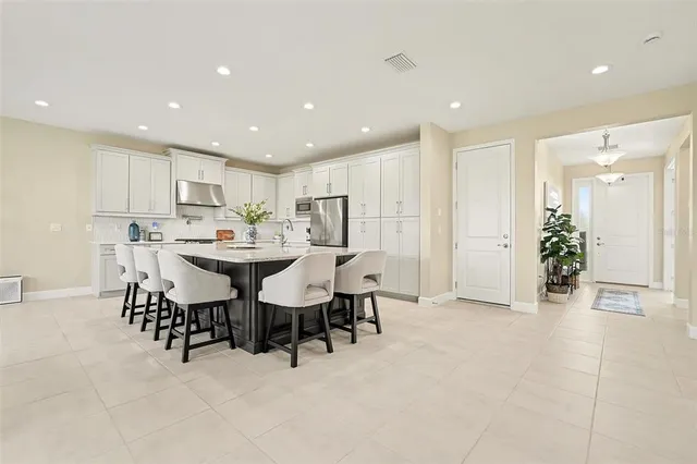 a view of a dining area with furniture