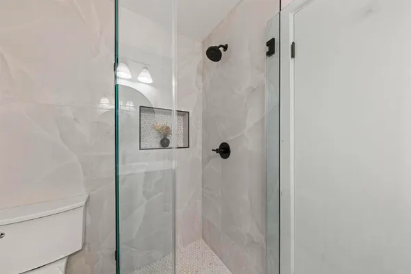 a bathroom with a shower