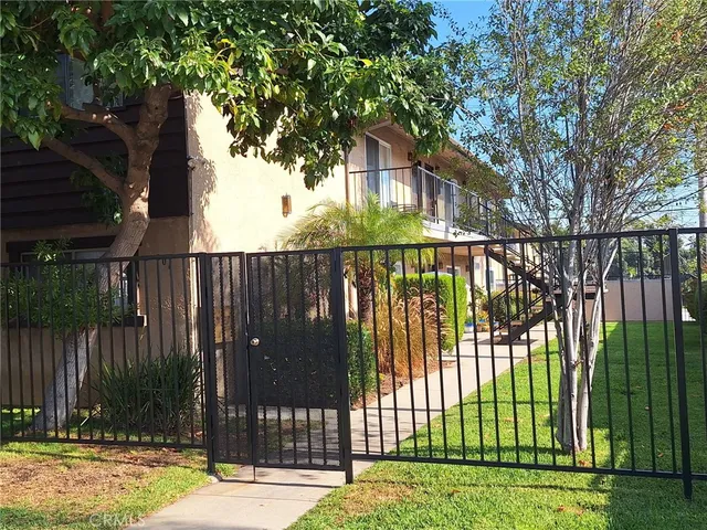 a view of a wrought iron fences