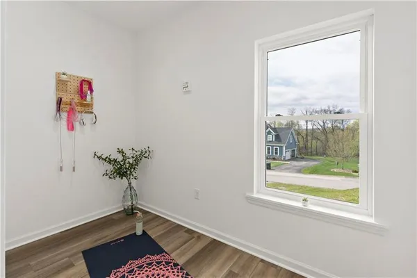 a room with window and flower pot