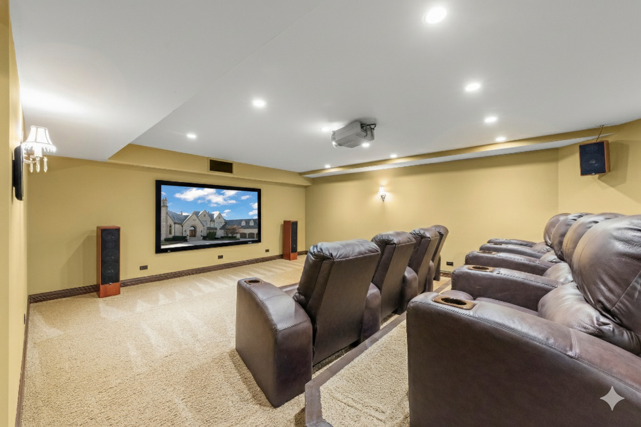 24W141 Hobson Road Naperville, IL 60540 - Photo 29 of 70 a media room with lots of furniture and a projector screen