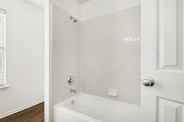 a bathroom with a bathtub